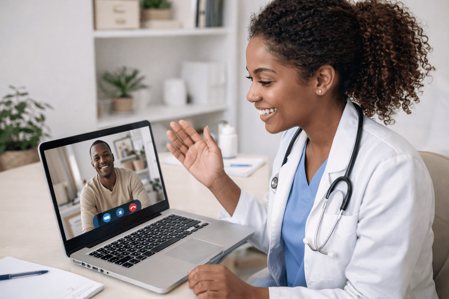 Doctor practicing telemedicine
